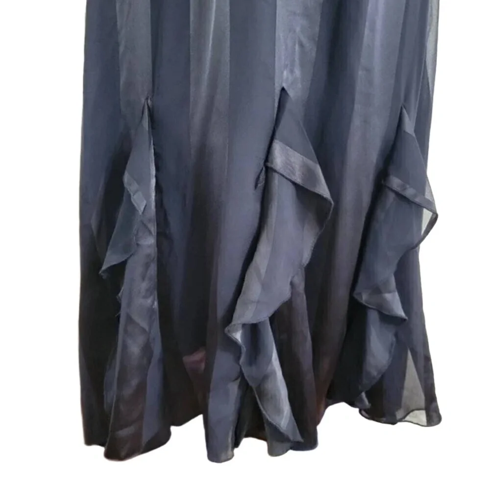 Elizabeth Crosby Navy Ruffle V-Neck Ana Dress size Medium